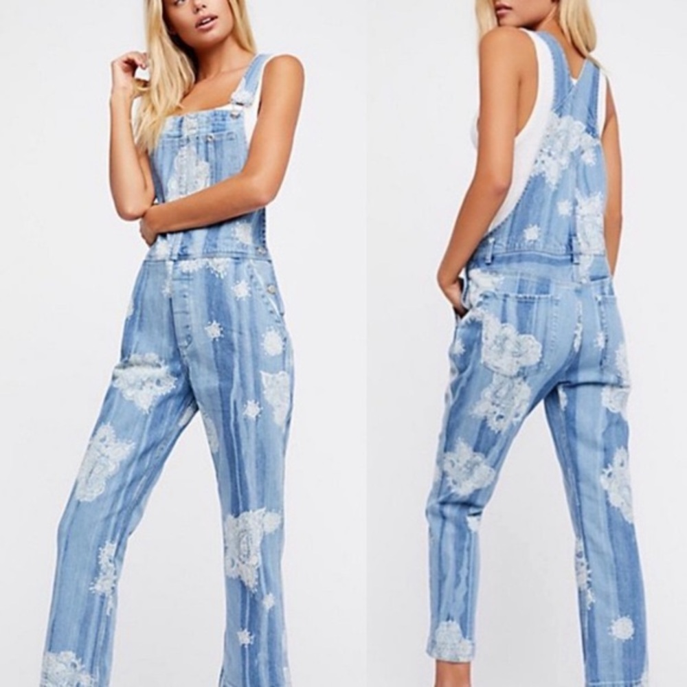 FP We the Free Boyfriend Denim Overalls